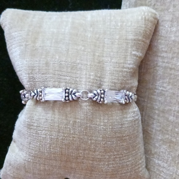Silver Tone Clear Crystal Bracelet - Picture 2 of 7